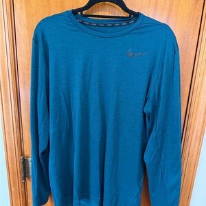 Nike Men's Teal Long Sleeve Dri-FIT Crew Shirt